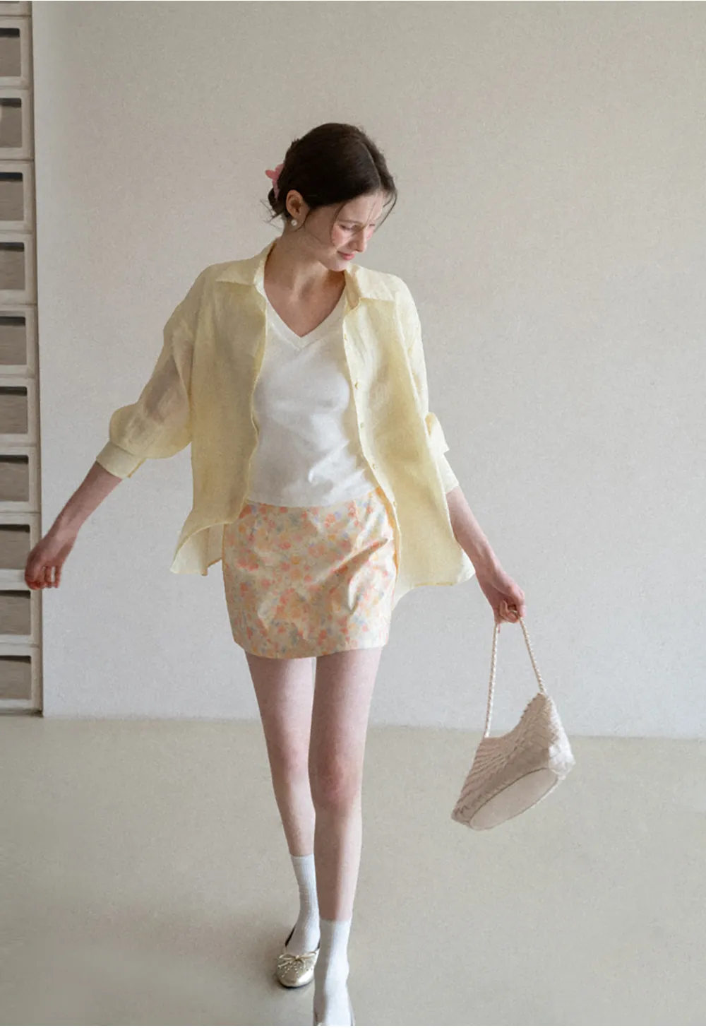 V neck short sleeve knit t shirt