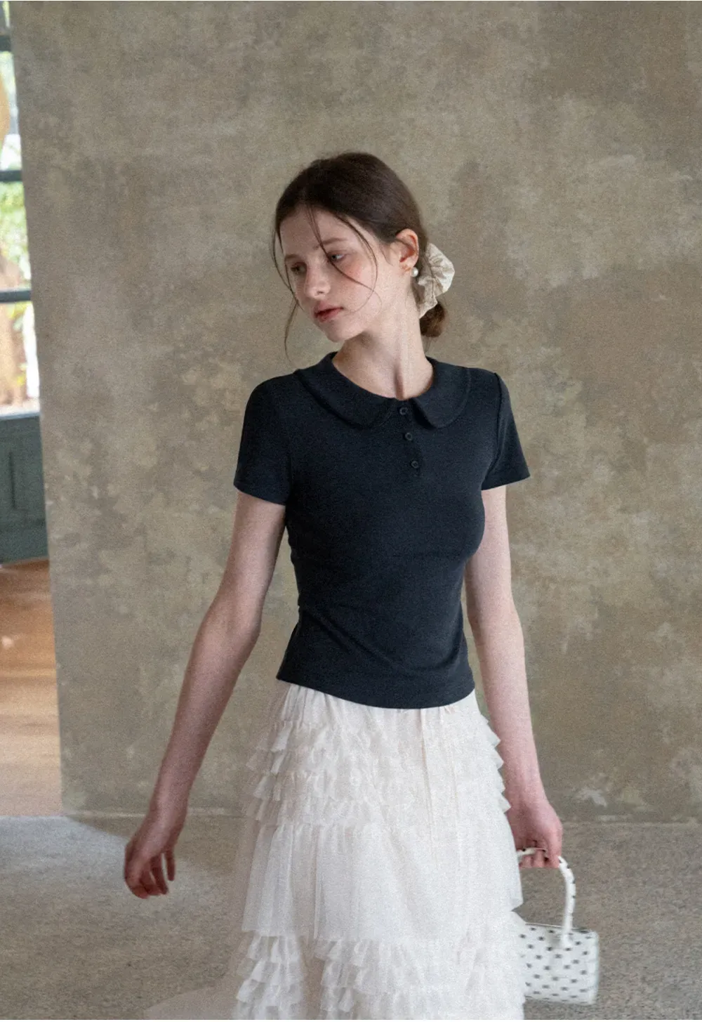 Short Sleeve Collared Button Front T Shirt