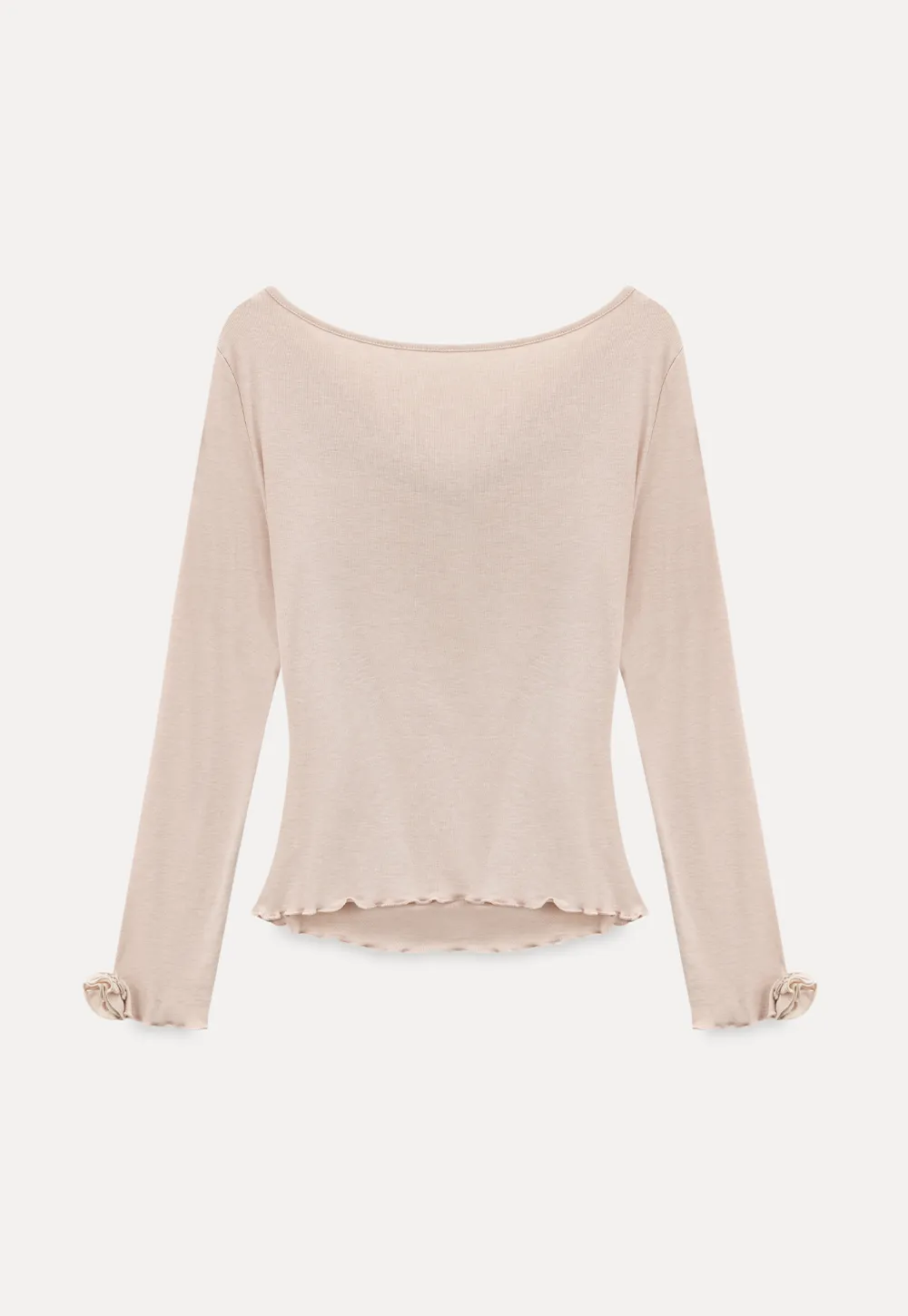 Long sleeve top with ruffled hem and cuffs