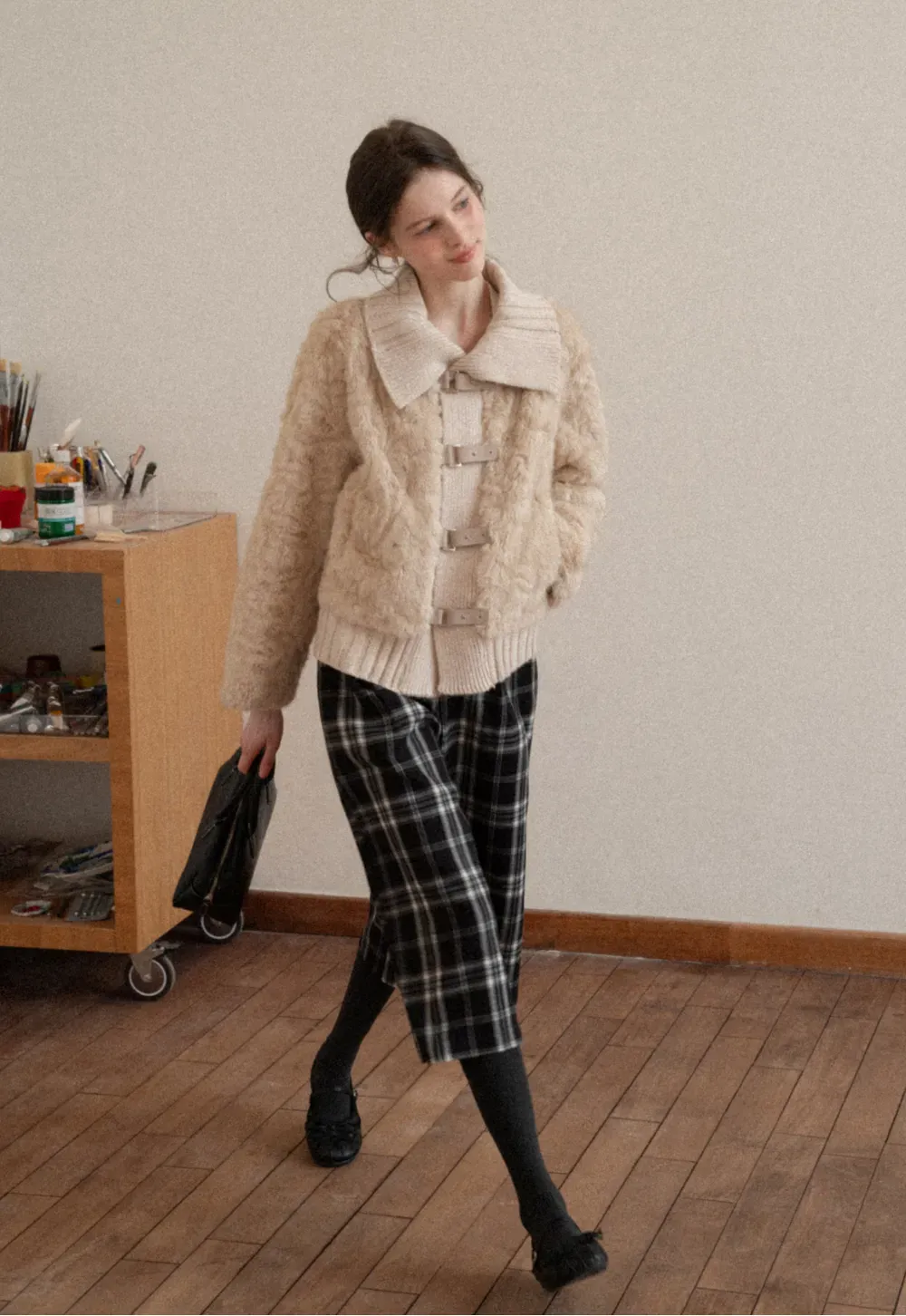 Plaid Wide Leg Pants Culottes Women's Trousers