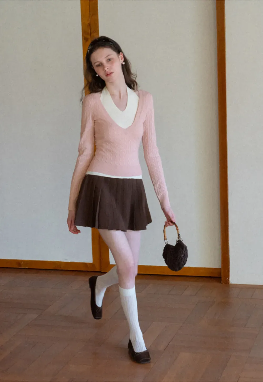 Cable Knit Sweater with Back Tie Detail