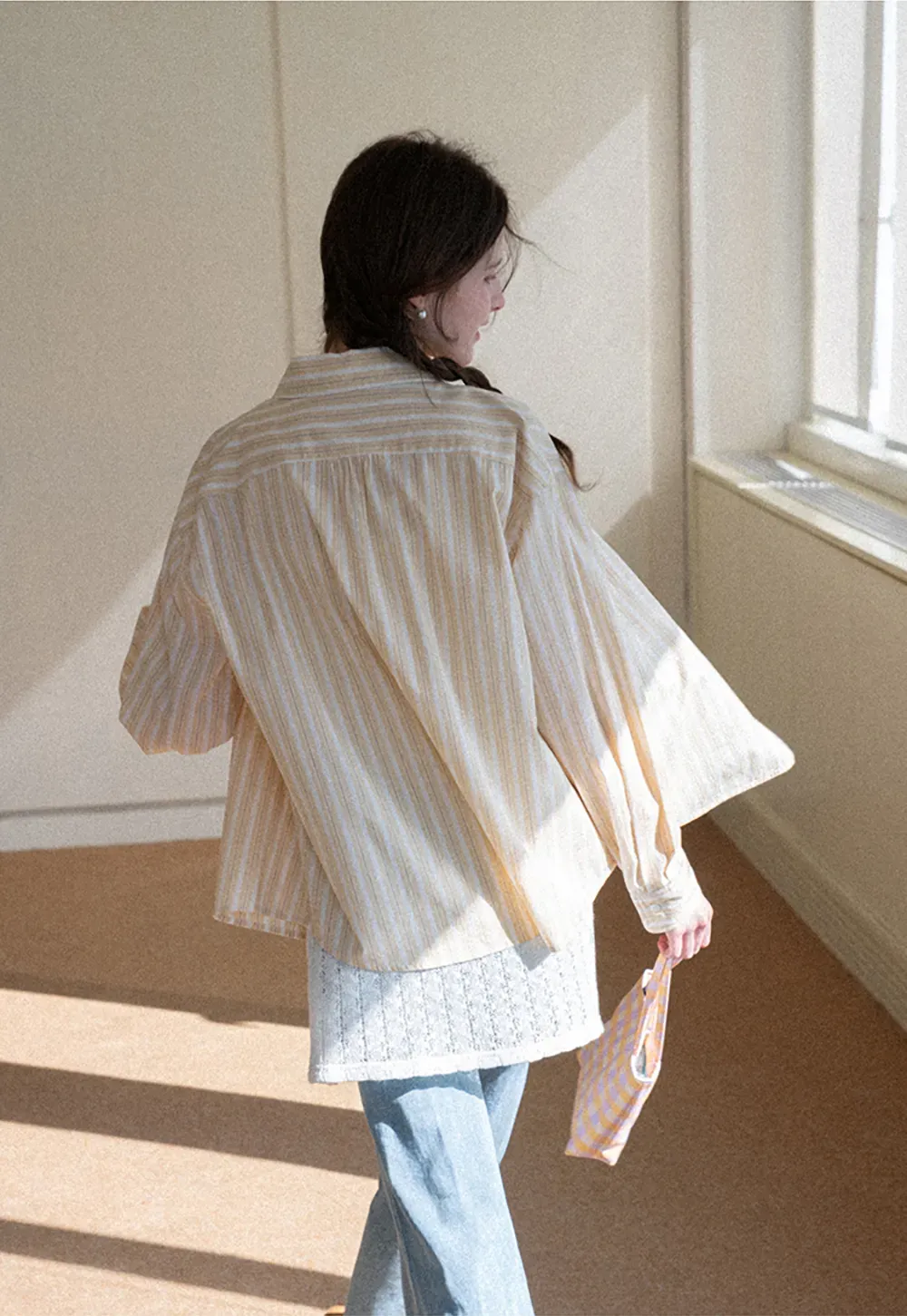 Striped Oversized Shirt with Button Detailing