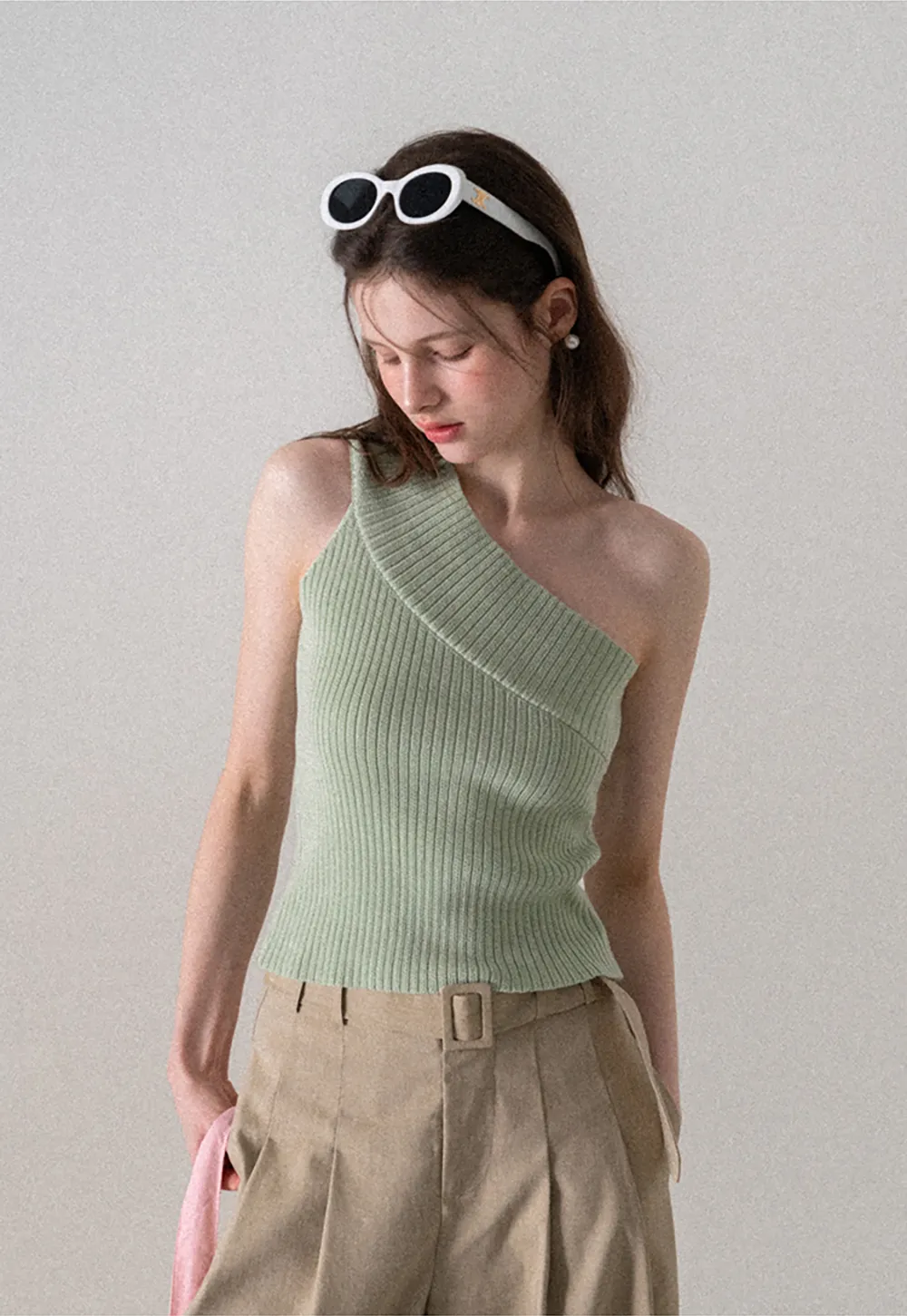 Wide Leg Pleated Casual Pants with Belt