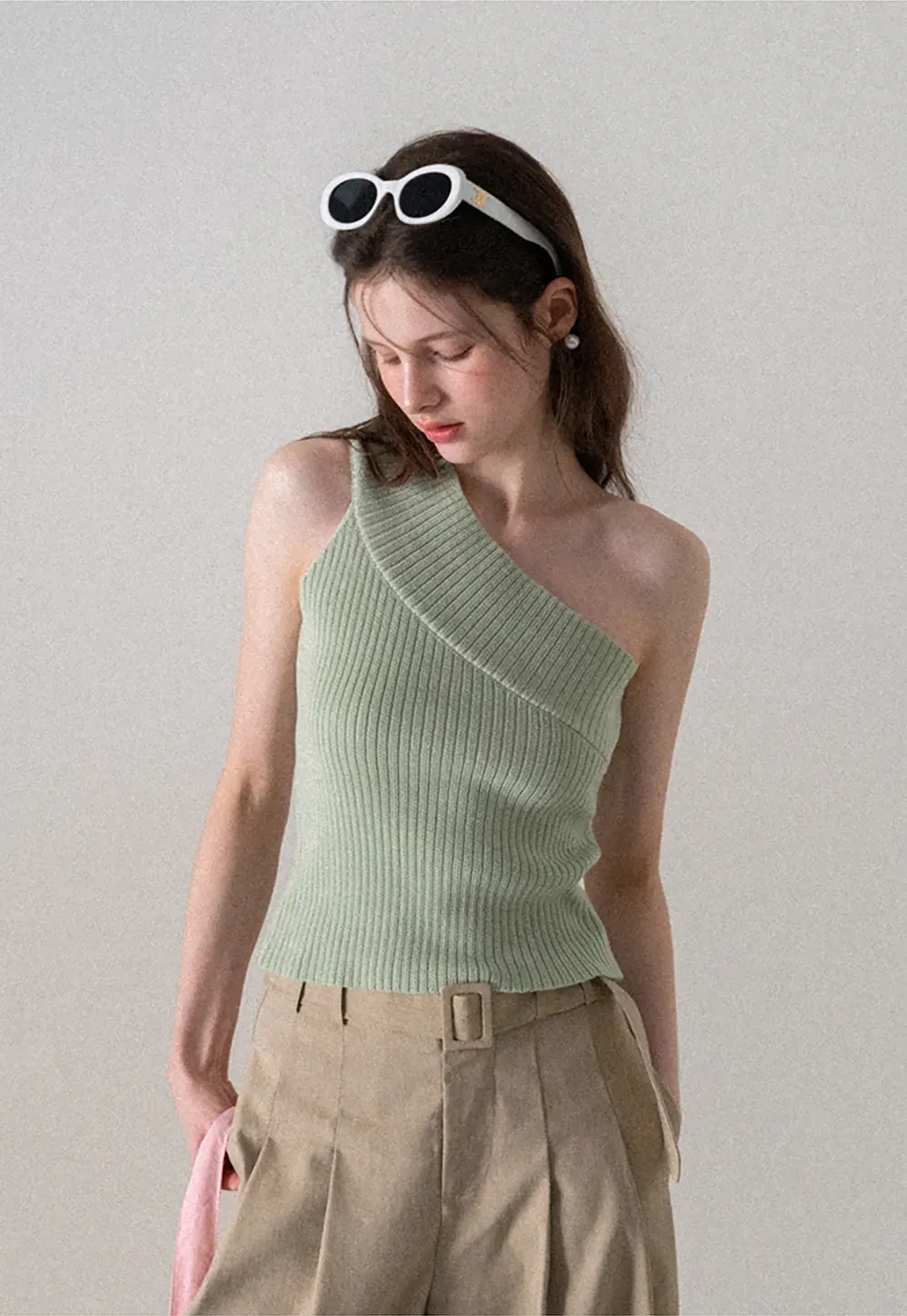 Wide Leg Pleated Casual Pants with Belt