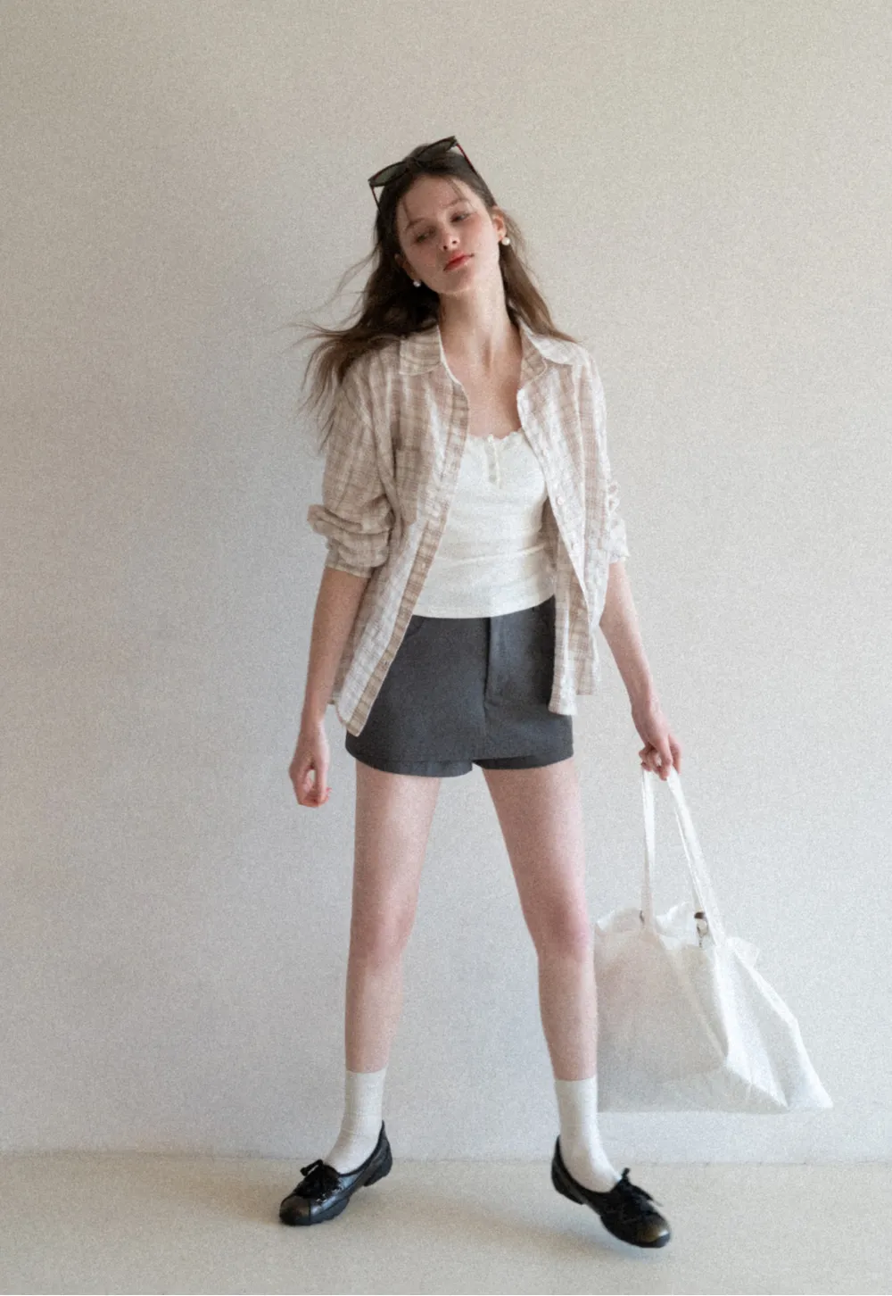 Plaid Shirt with Collar and Long Sleeves