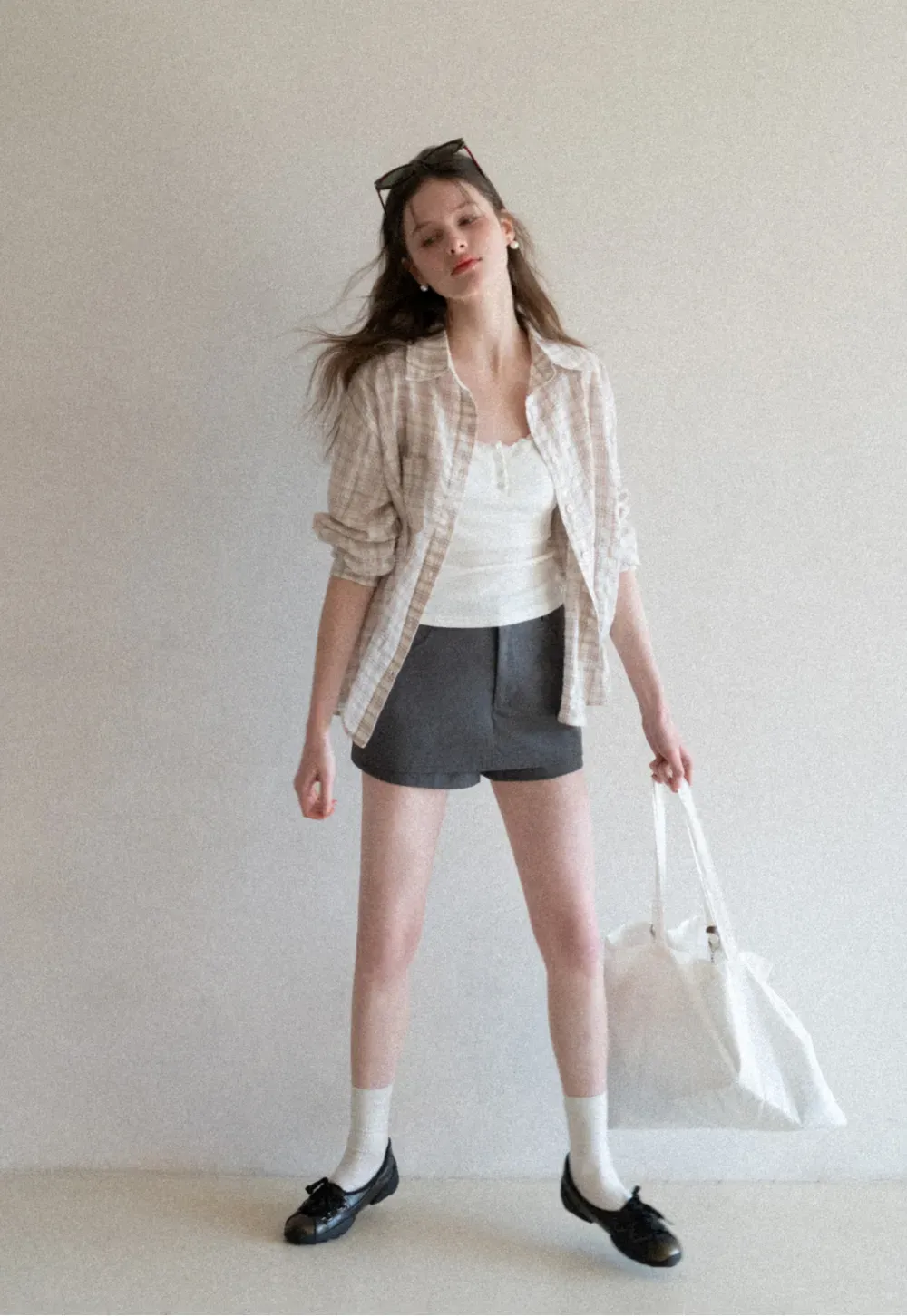 Plaid Shirt with Collar and Long Sleeves