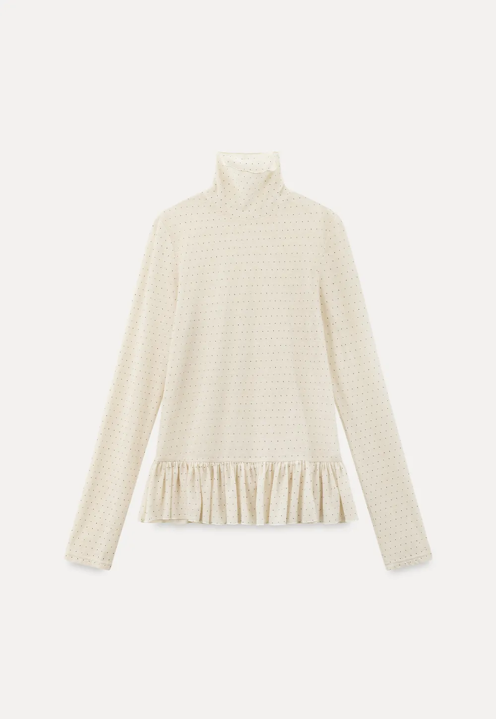 floral dot long sleeve top with ruffle hem