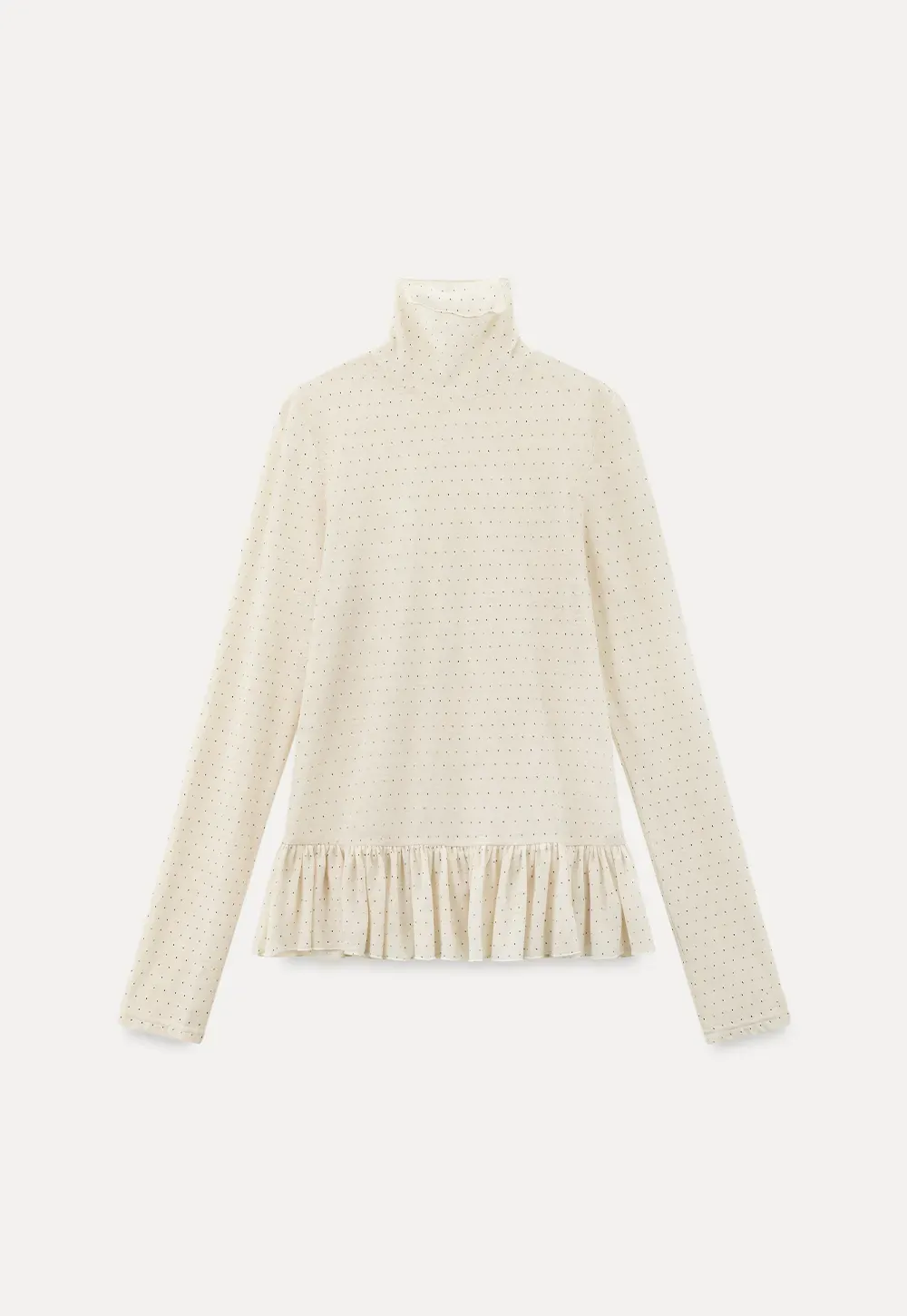 floral dot long sleeve top with ruffle hem