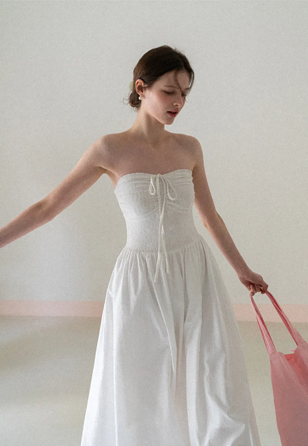 Strapless Maxi Dress with Front Bow Detail