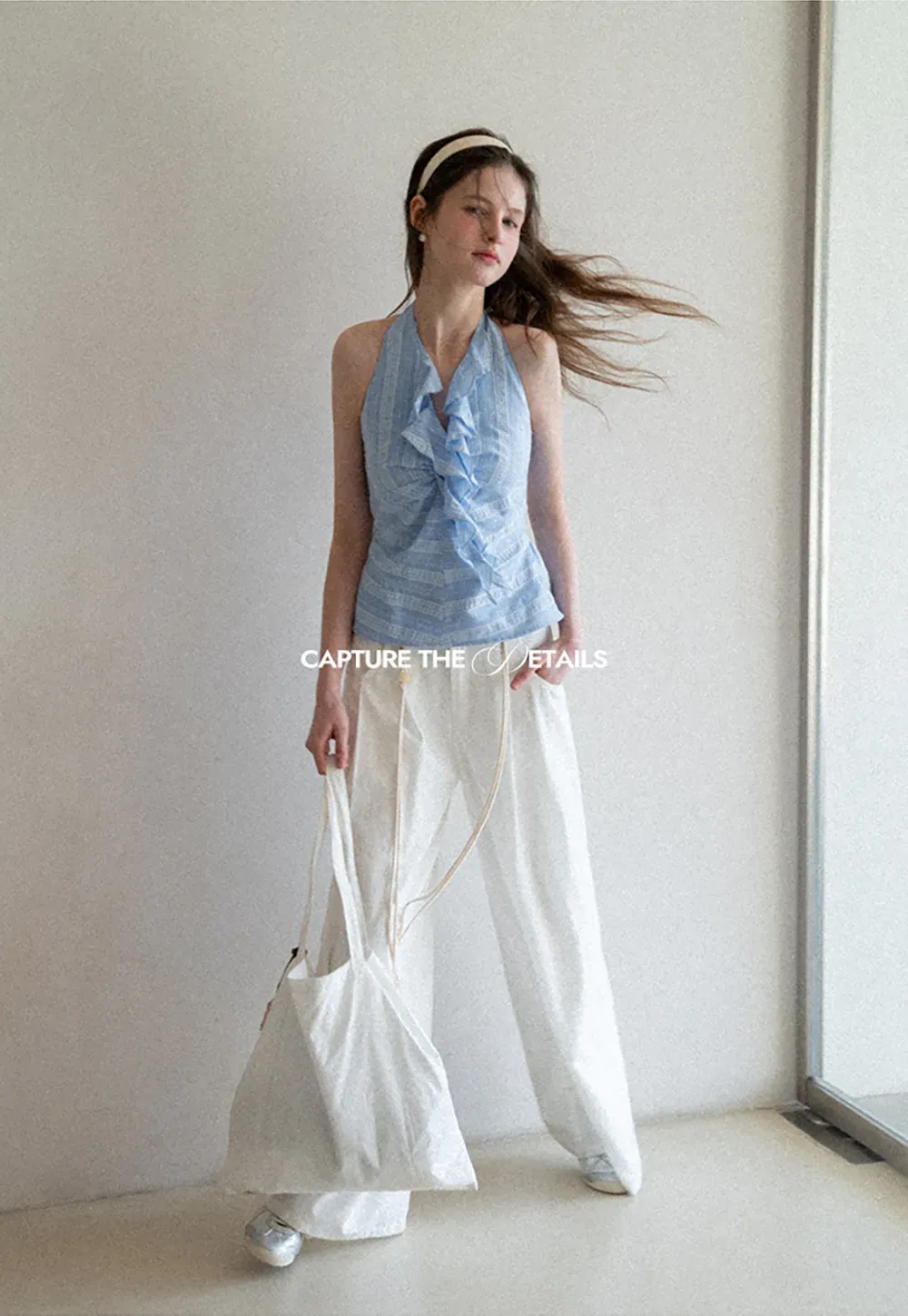 Halter Neck Top with Ruffled Detail