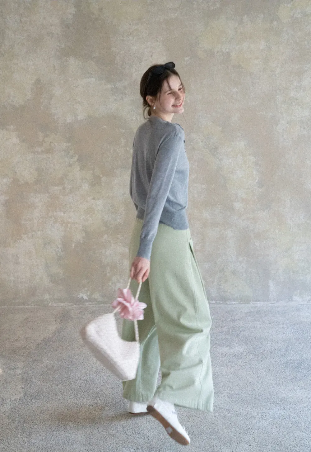 Lightweight Long Sleeve Knit Sweater with Ruffled Trim