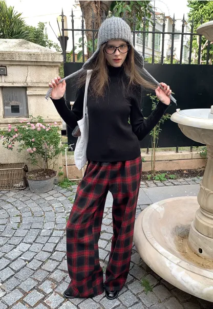 Elegant High Neck Knit Sweater with Button Detail Sleeve