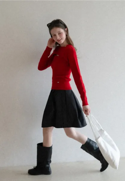 Pleated A Line Mini Skirt with Layered Design