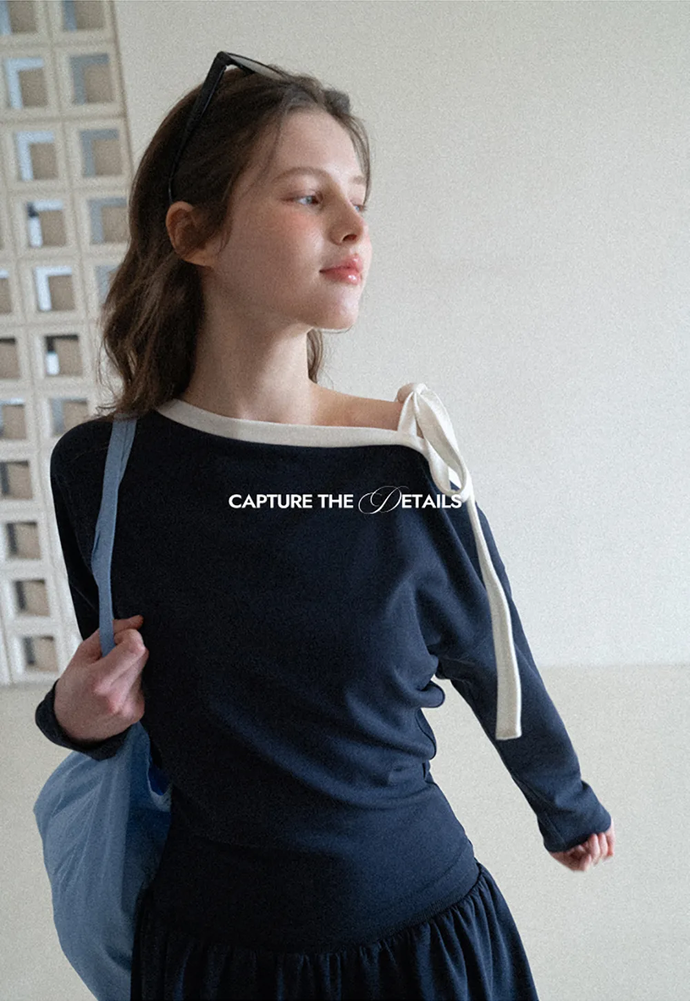 Long sleeve top with bow detail and mini skirt set