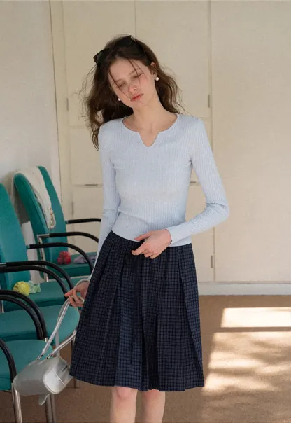 Pleated Drawstring Waist Skirt