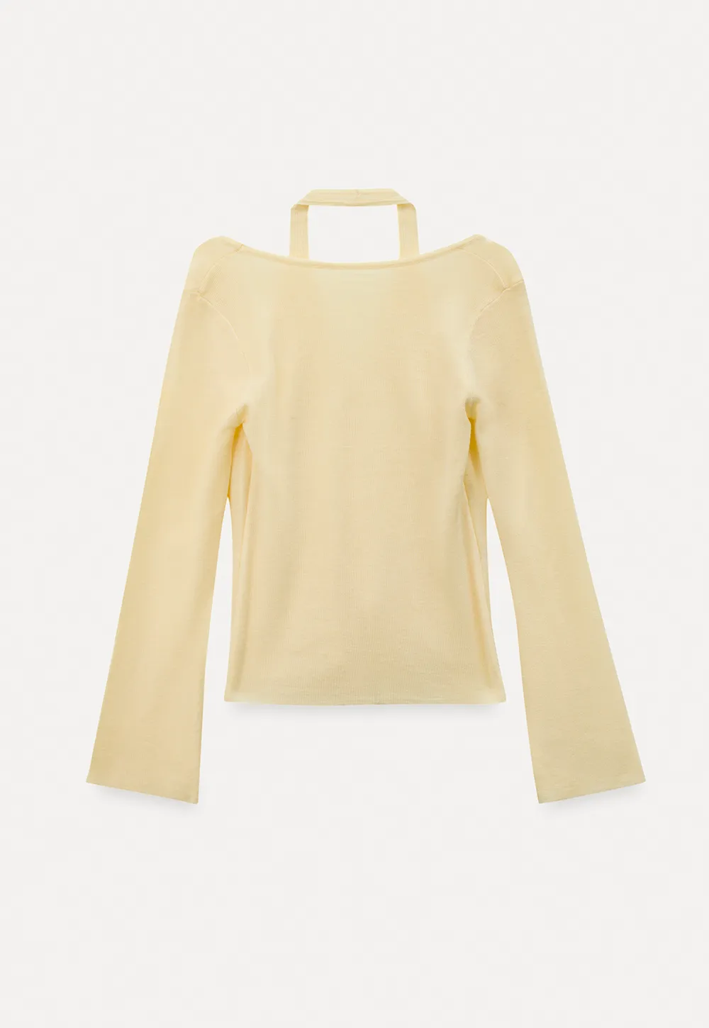 V neck long sleeve knit cardigan with open shoulders