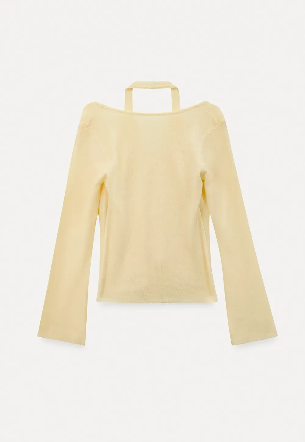 V neck long sleeve knit cardigan with open shoulders