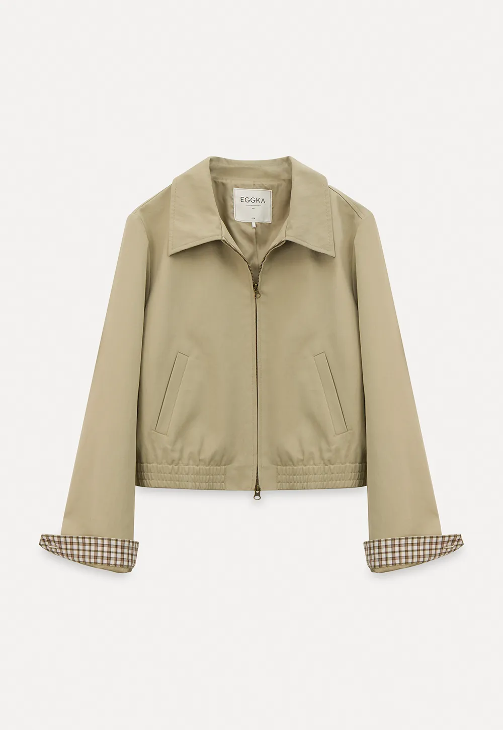 Short Jacket with Collar and Elastic Hem
