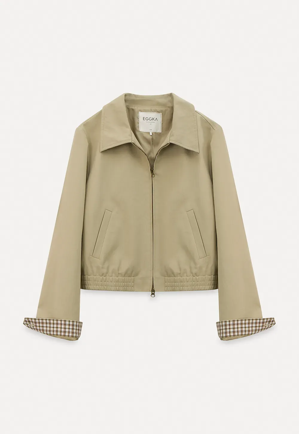 Short Jacket with Collar and Elastic Hem