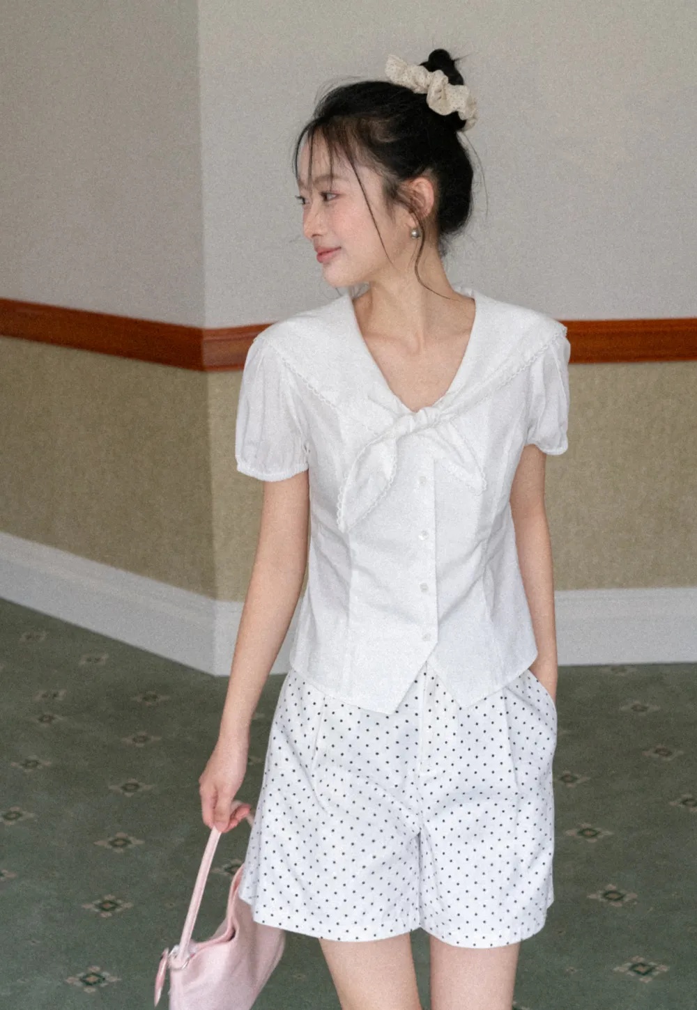 Polka Dot Shorts with Pleated Design