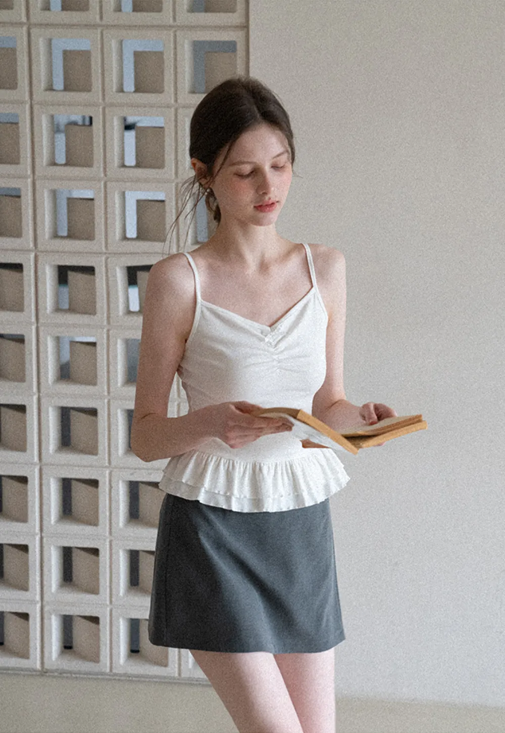 floral peplum tank top with ruffle hem