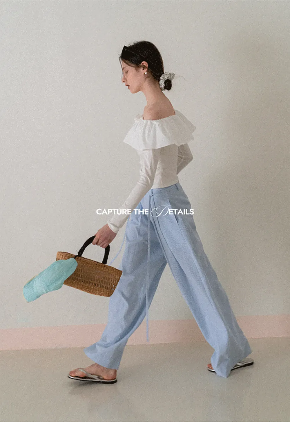 Wide Leg Pleated Casual Pants with Drawstring Waist