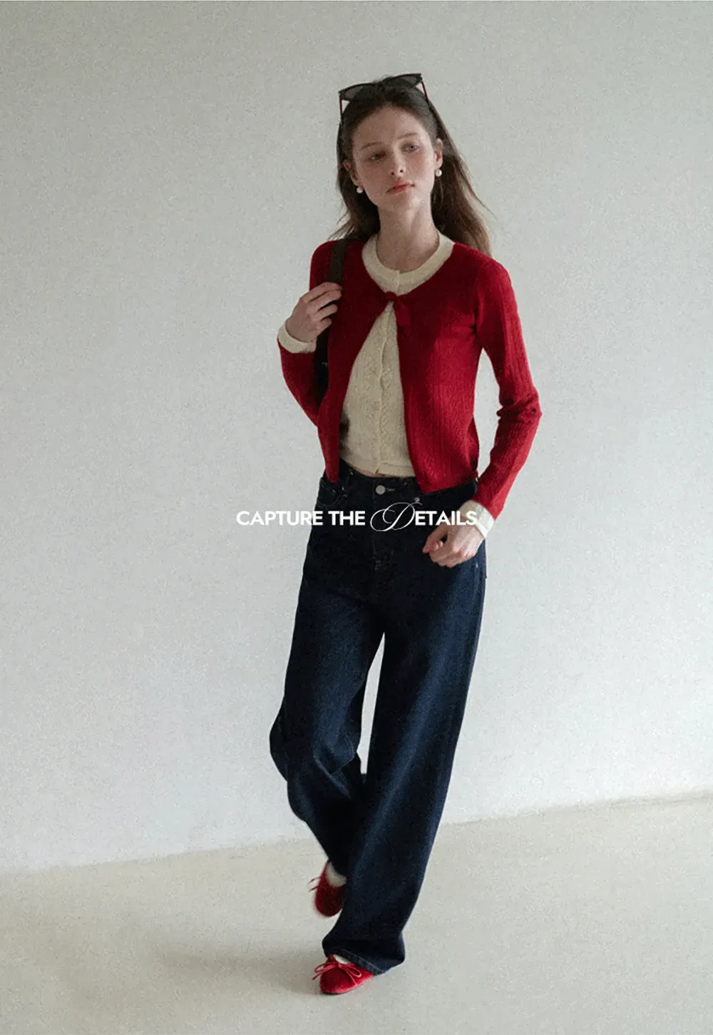 Elegant Knit Cardigan with Bow Detail and Ribbed Texture