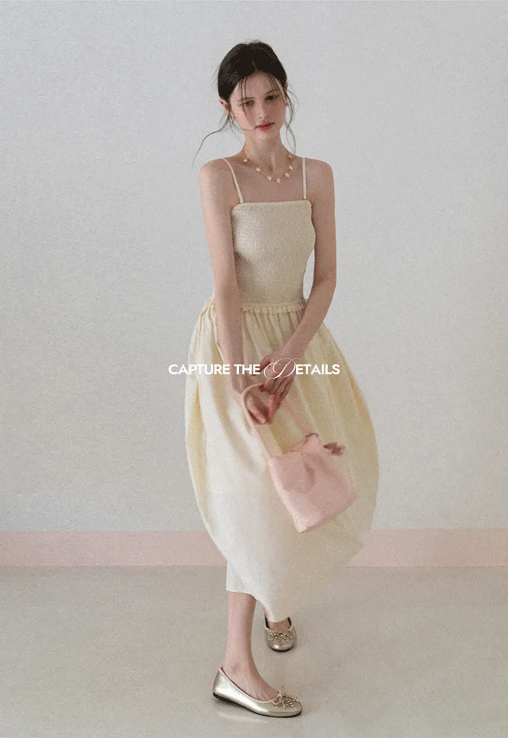 Strapless Smocked Bodice A Line Midi Dress