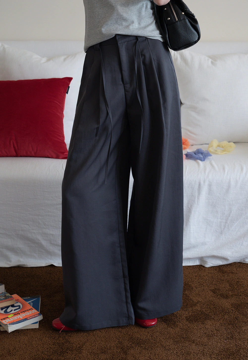 Wide-Leg Pleated Pants