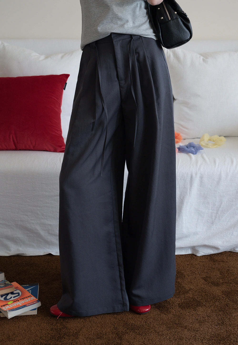 Wide-Leg Pleated Pants