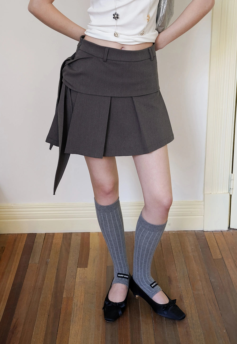 Asymmetrical Pleated Mini Skirt