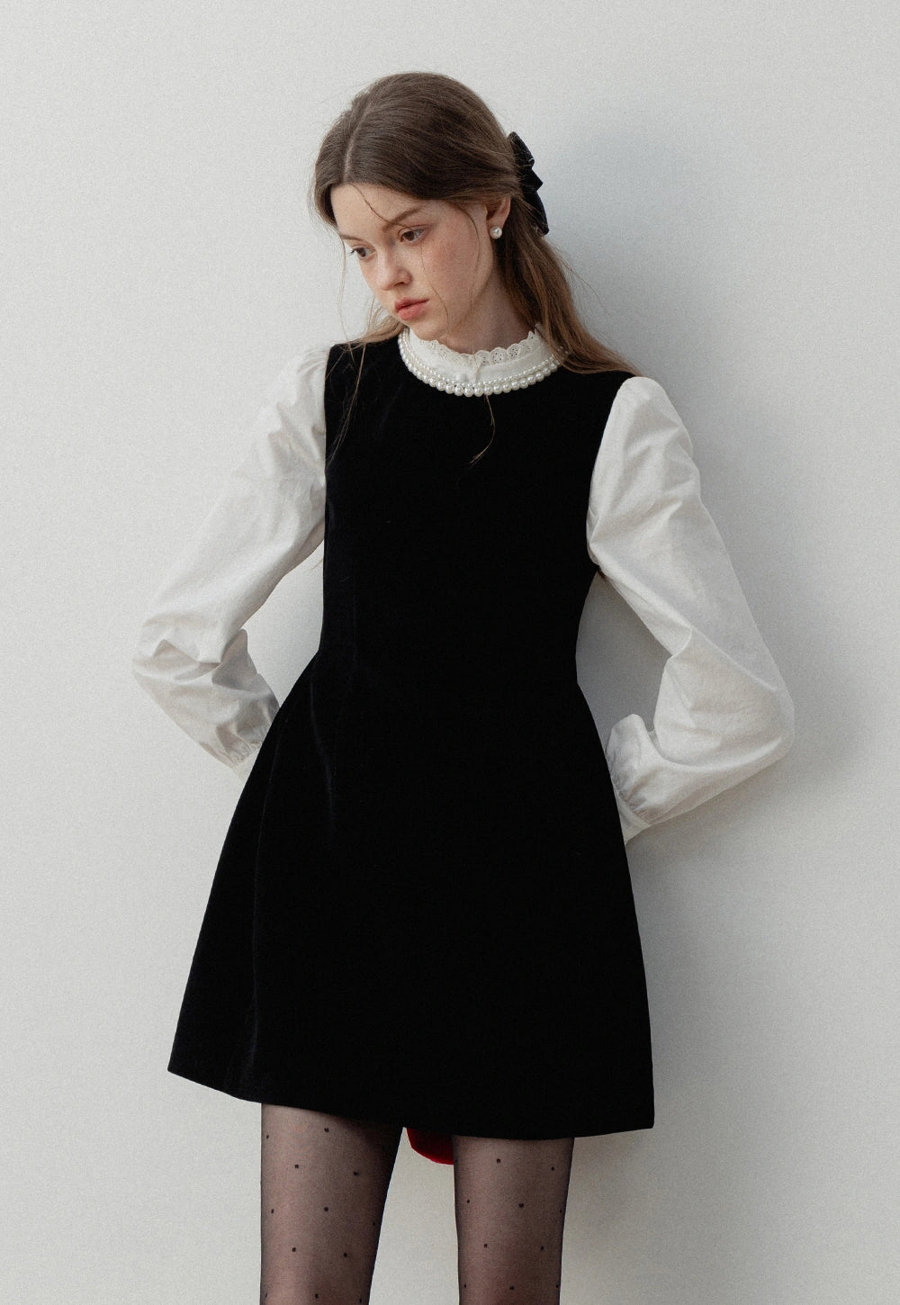 Women's Sleeveless Velvet Cinched Waist Puff Dress – EGGKA