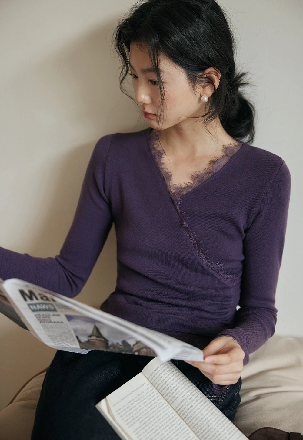 新品BATONER EX Ramie V Neck Knit 11498-1756-