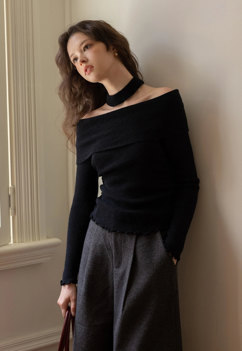 off shoulder top with choker