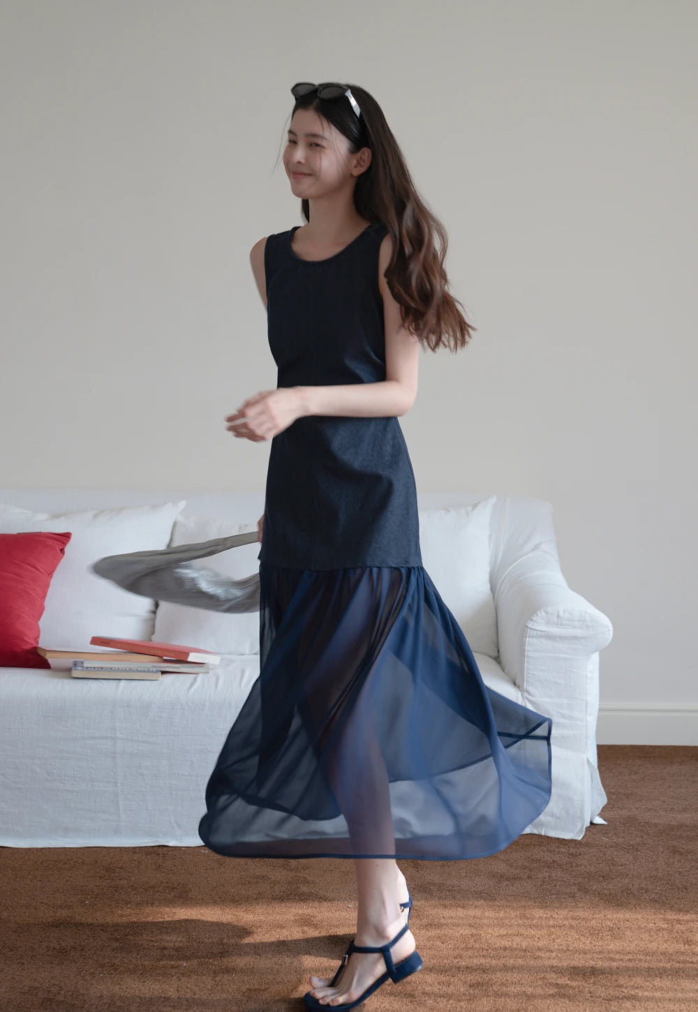 Women's Sleeveless Contrast Fabric Dress