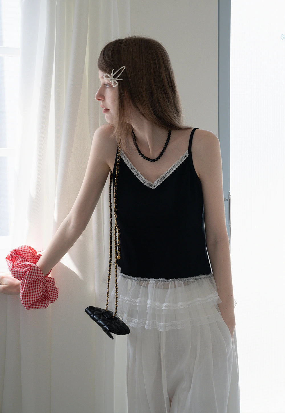 Lace Trim Layered Hem Cami Top