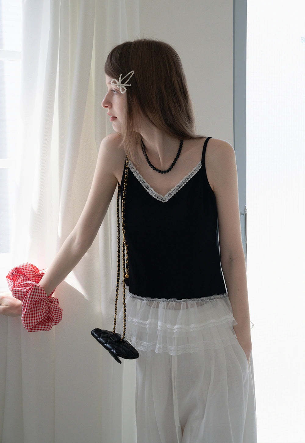 Lace Trim Layered Hem Cami Top