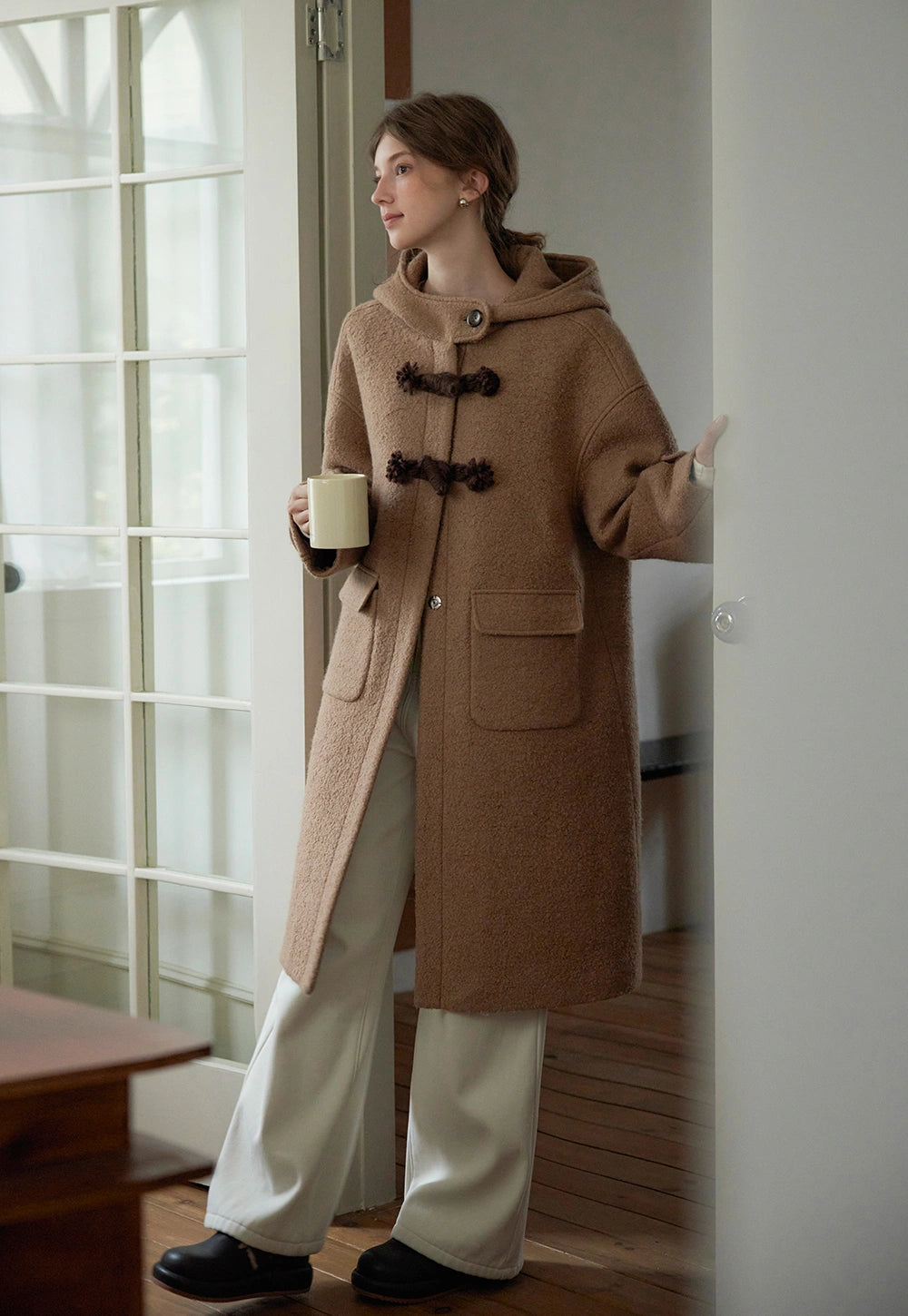 Women Thick Wool-Blend Hooded Coat – EGGKA