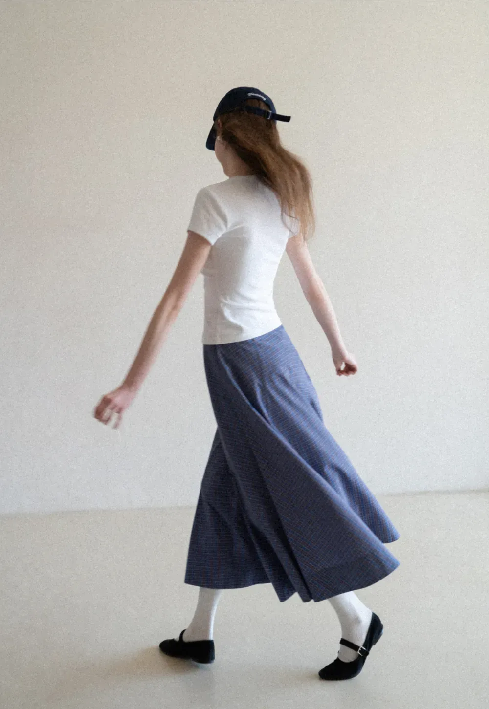 Plaid A-line Midi Skirt