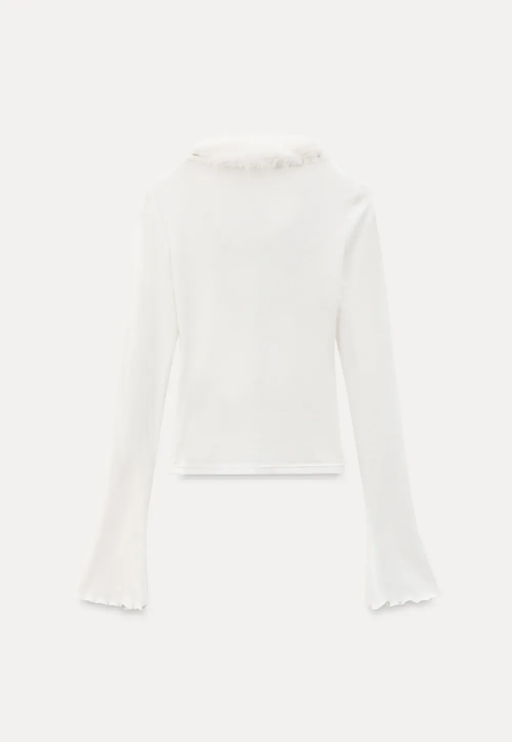 fluffy collar long sleeve top with flared cuffs