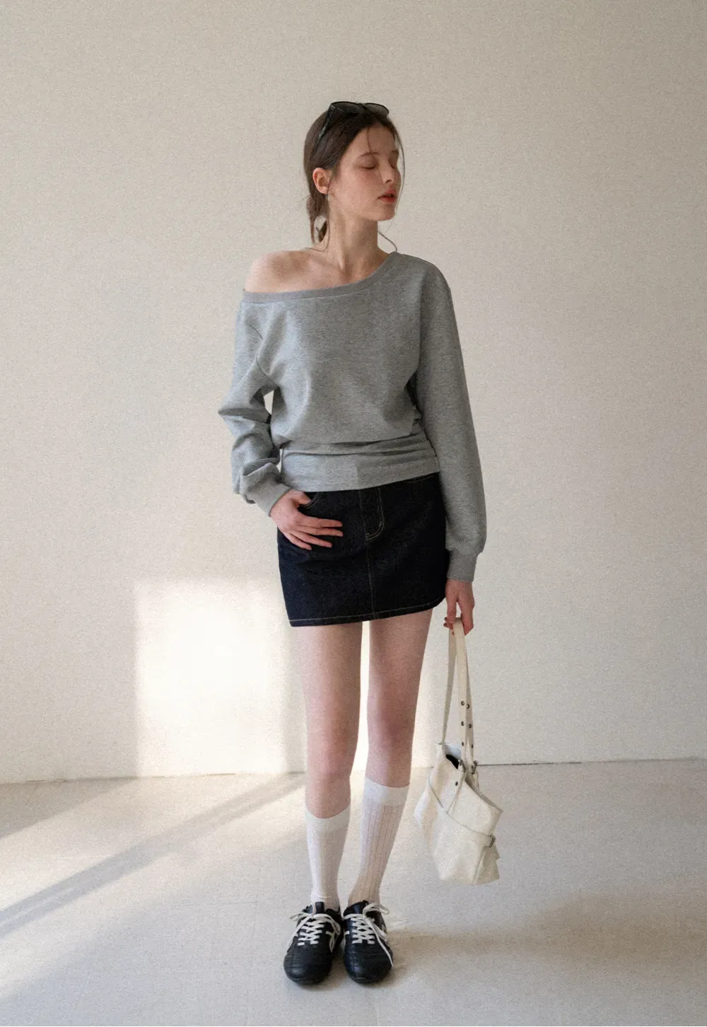 asymmetric sleeve casual sweater top