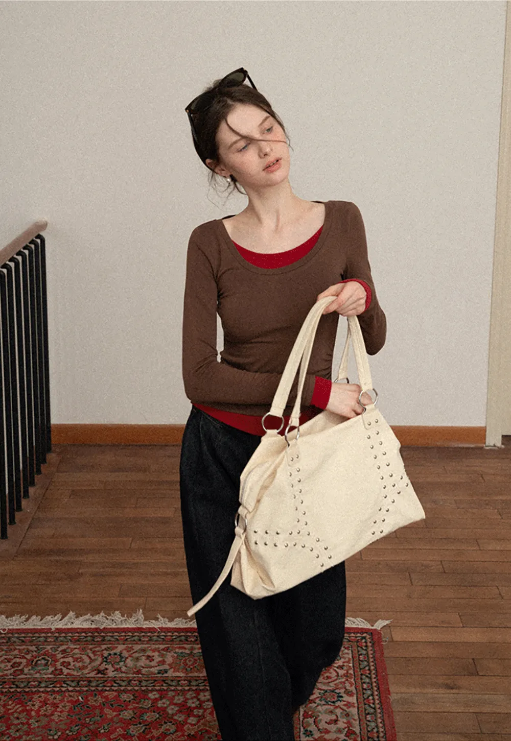 Long Sleeve Round Neck Top Simple Design Women's T-Shirt