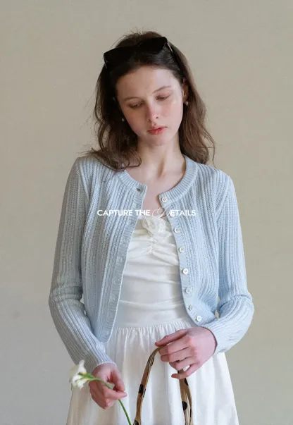 Ribbed Knit Cardigan with Button Closure