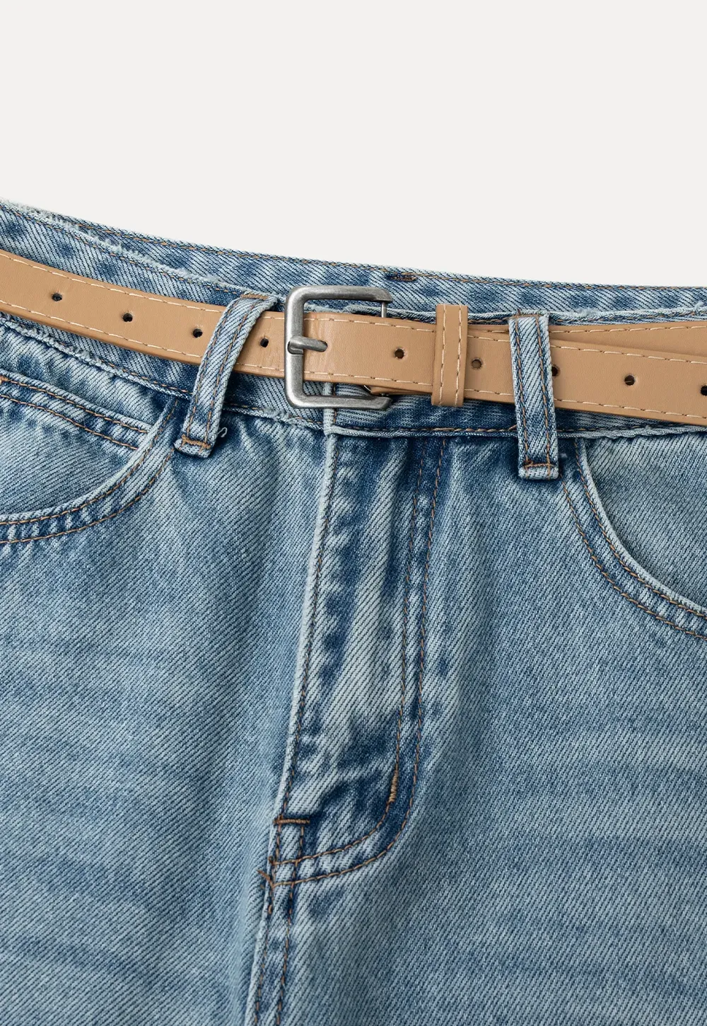 Wide leg high waist denim pants with belt loops