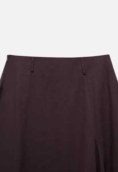 Womens High Waist Asymmetrical Midi Skirt