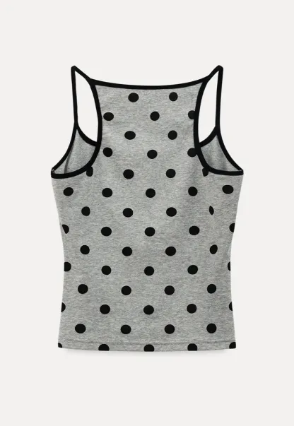 Polka Dot Tank Top with Thin Straps