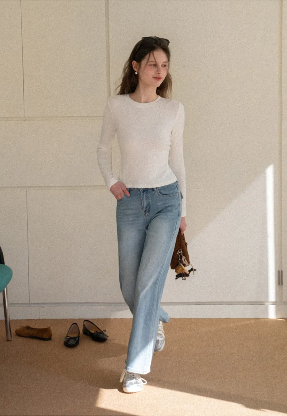 Elegant Long Sleeve Top with Neck Tie Detail