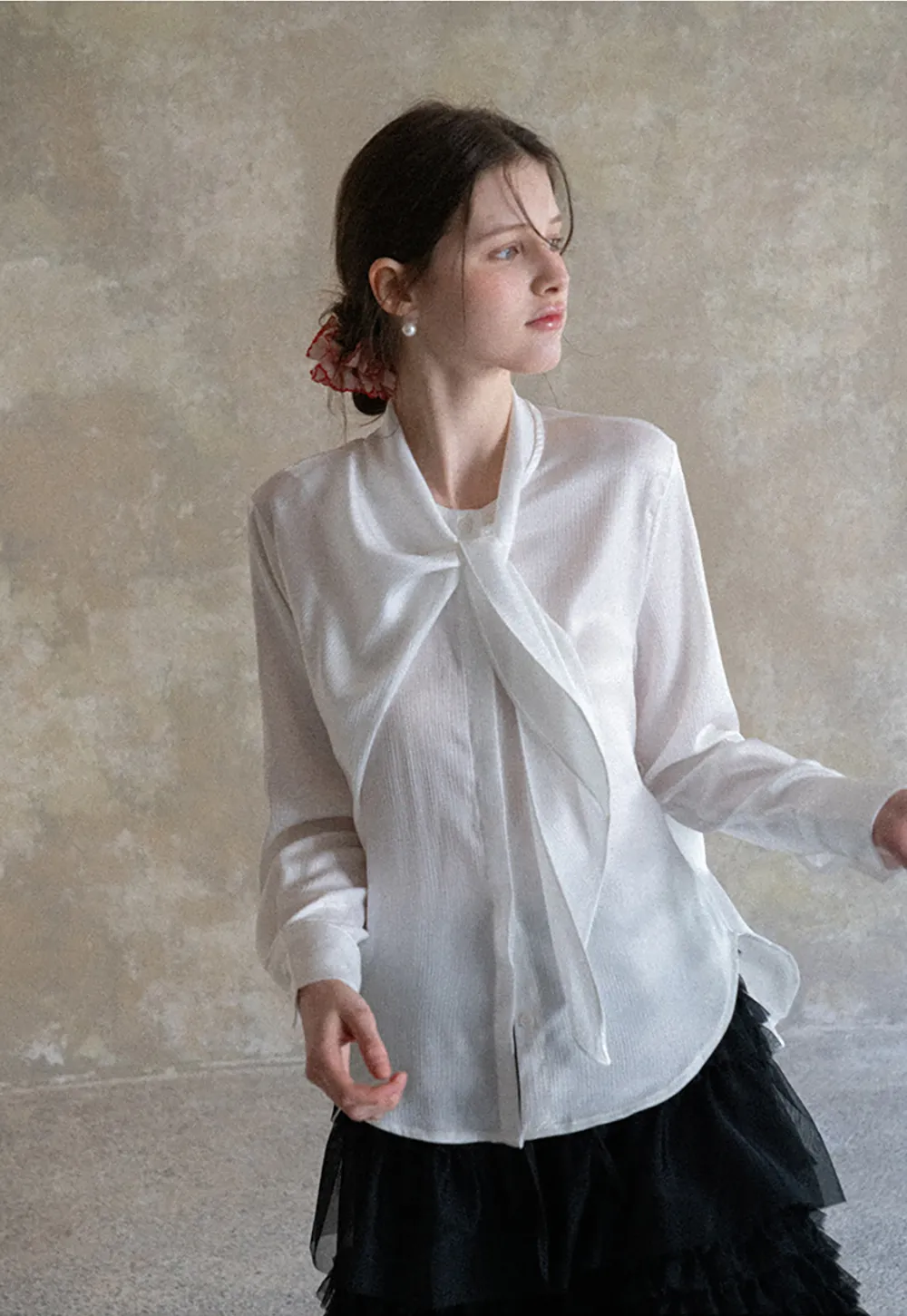 Tiered Ruffled Sheer Skirt with Drawstring Waist