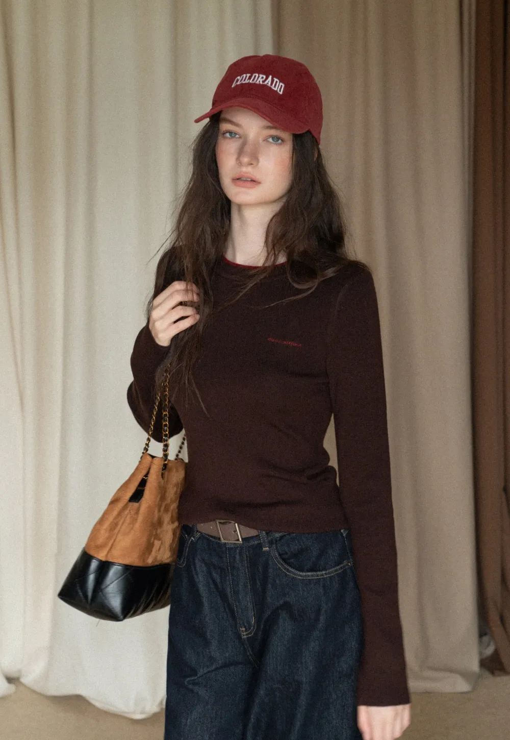 Women Long Sleeve Crop Knit Top