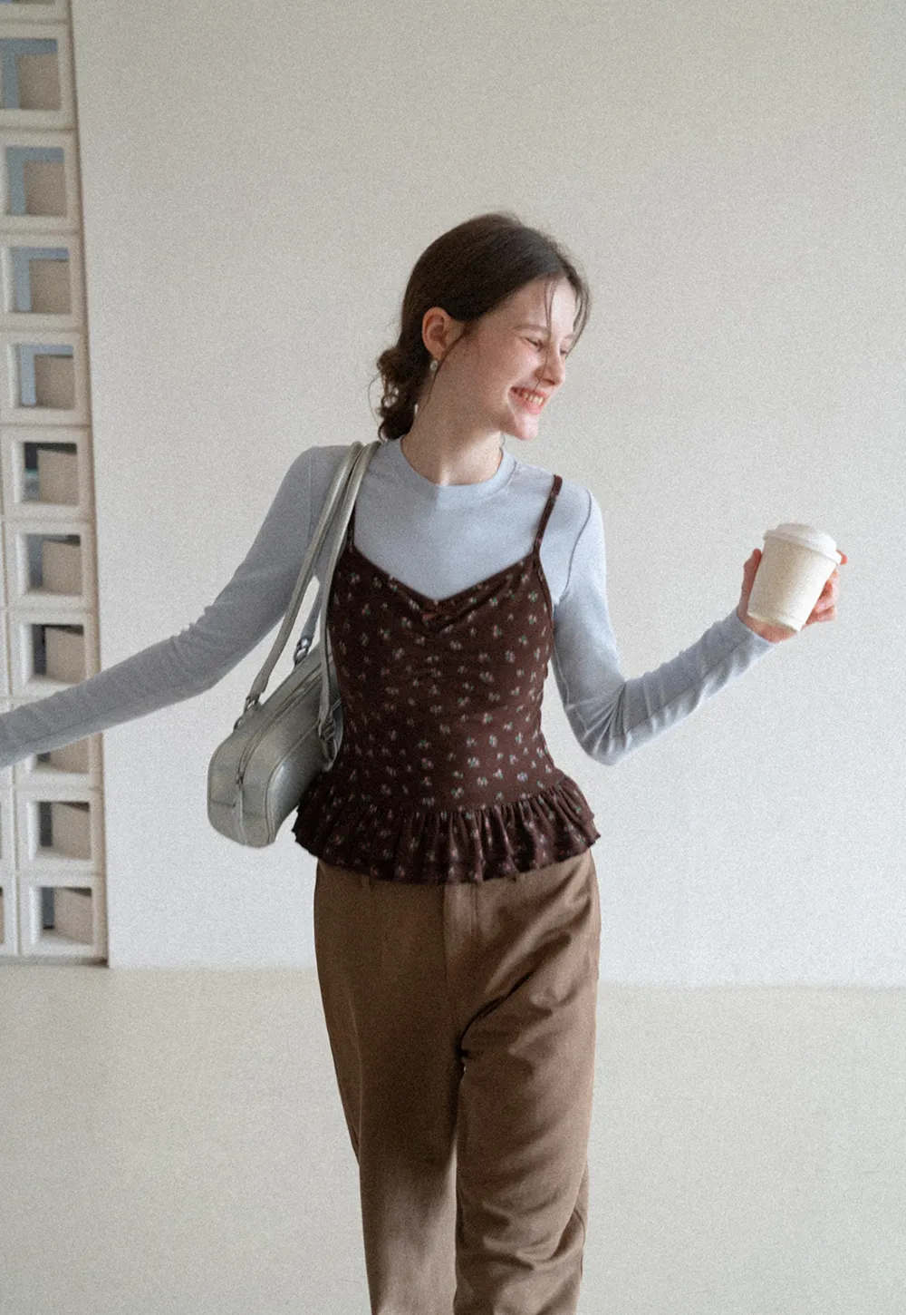 floral peplum tank top with ruffle hem